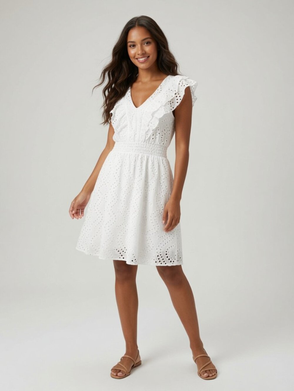 GB White Cotton Eyelet Dress Size Medium New With Tags